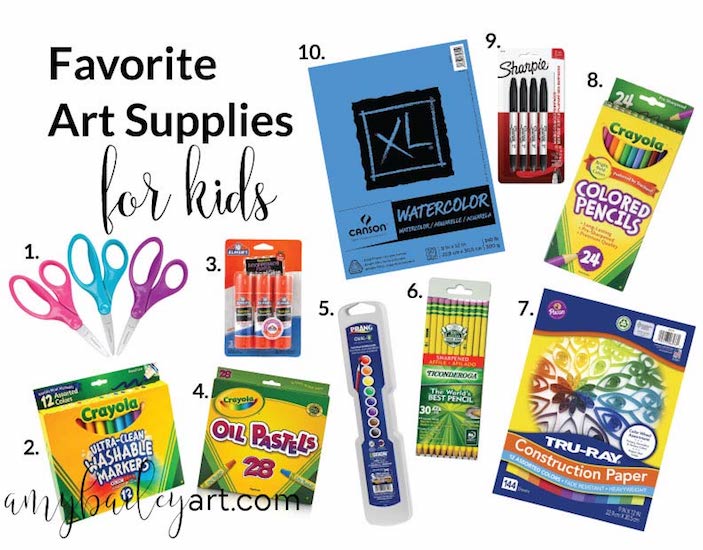 board of all the best art supplies for kids