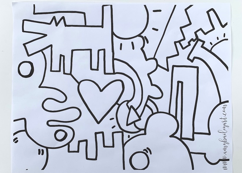Keith Haring inspired art project for kids with free printables