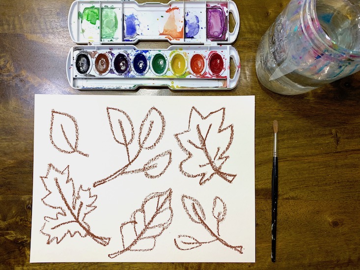 fall leaves watercolor project for kids