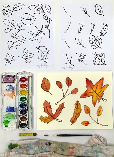 how to draw leaves project with printables