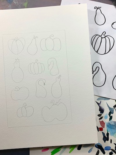 How to Paint a Pumpkin: Step by step fall watercolor painting with printables