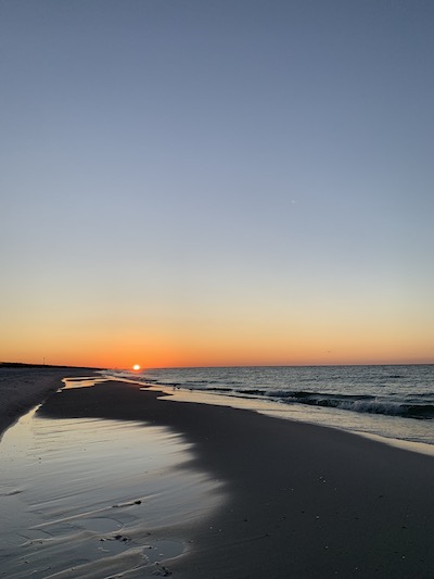 view from a sunrise walk on the beach, connect to nature with art